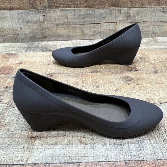 Crocs Dual Comfort Brown Rubber Slip On Wedge Heels Size 8 GREAT! - Picture 4 of 6